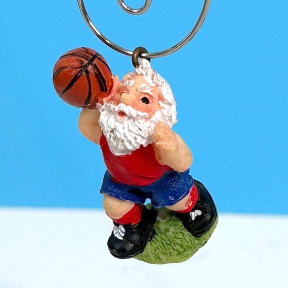 RARE Vintage Santa Claus Playing Basketball Mini 1.5" Christmas Tree Ornament - Picture 3 of 3